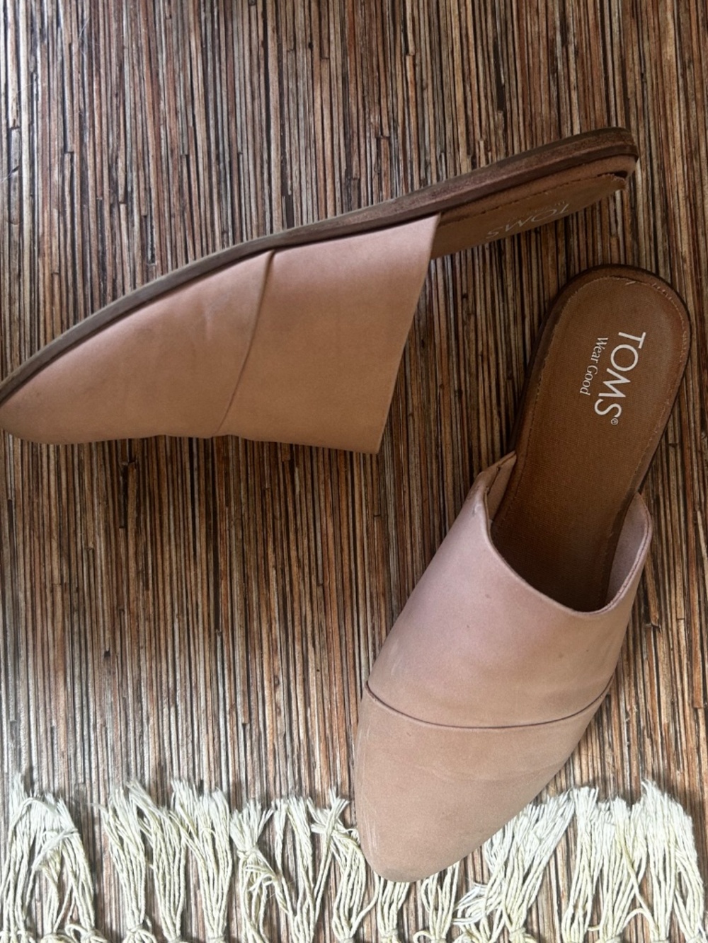 toms jutti mule leather slides blush nude pointed toe flats size 8 - Picture 6 of 6